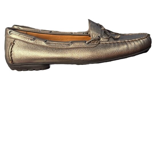 L.L. Bean Women’s Leather Driving Moccasin Loafers Metallic gold tone Size 10 M - Picture 2 of 6